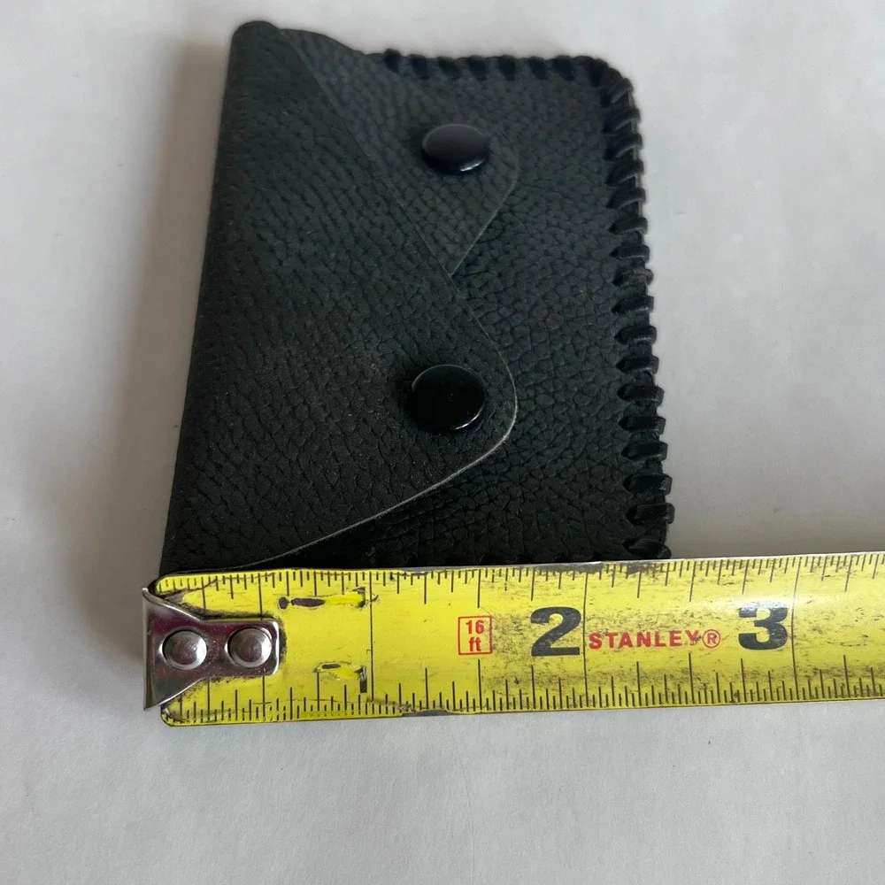 Handmade Black Leather Whipstitch Coin Purse Snap Wallet Eddie Personalization